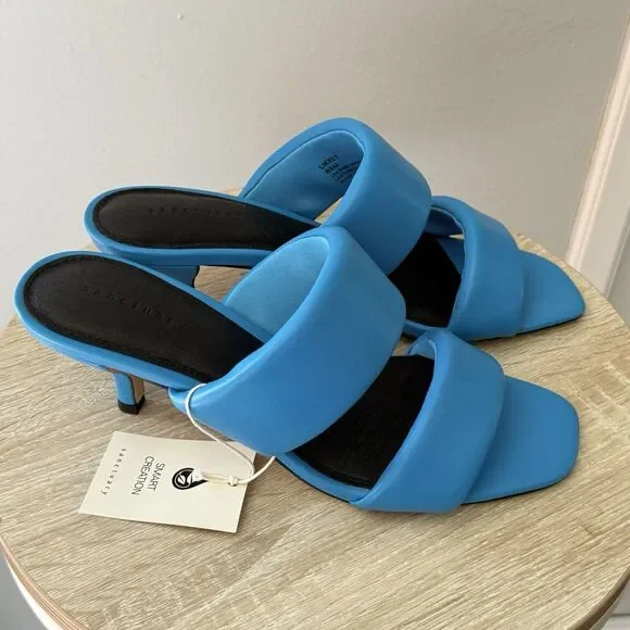 Sanctuary Women's Likely Square Toe Slip On Leather Sandal Size 8.5 M BLUE WIRE - Picture 14 of 16